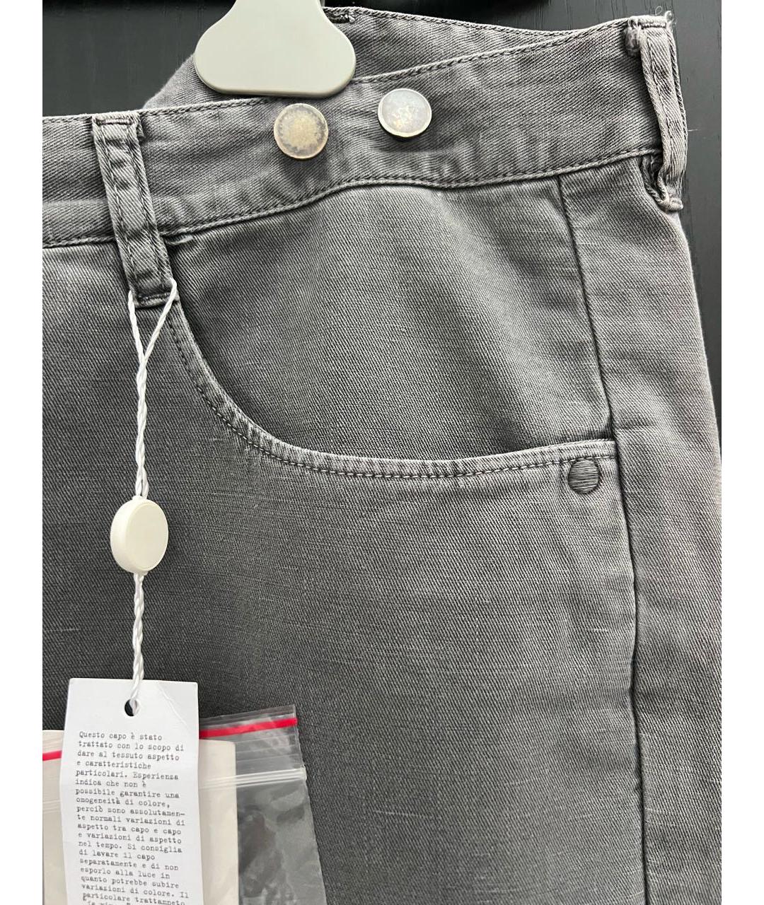 MM6 MAISON MARGIELA Серые хлопковые прямые брюки, фото 3