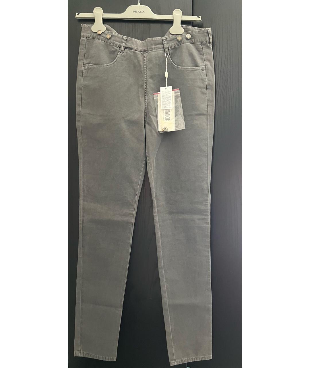 MM6 MAISON MARGIELA Серые хлопковые прямые брюки, фото 8
