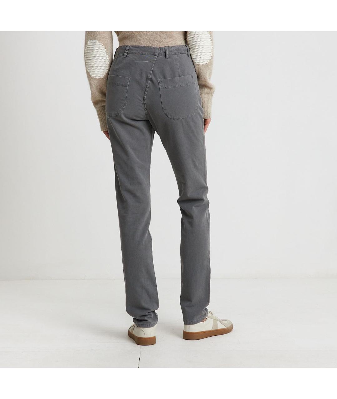 MM6 MAISON MARGIELA Серые хлопковые прямые брюки, фото 5