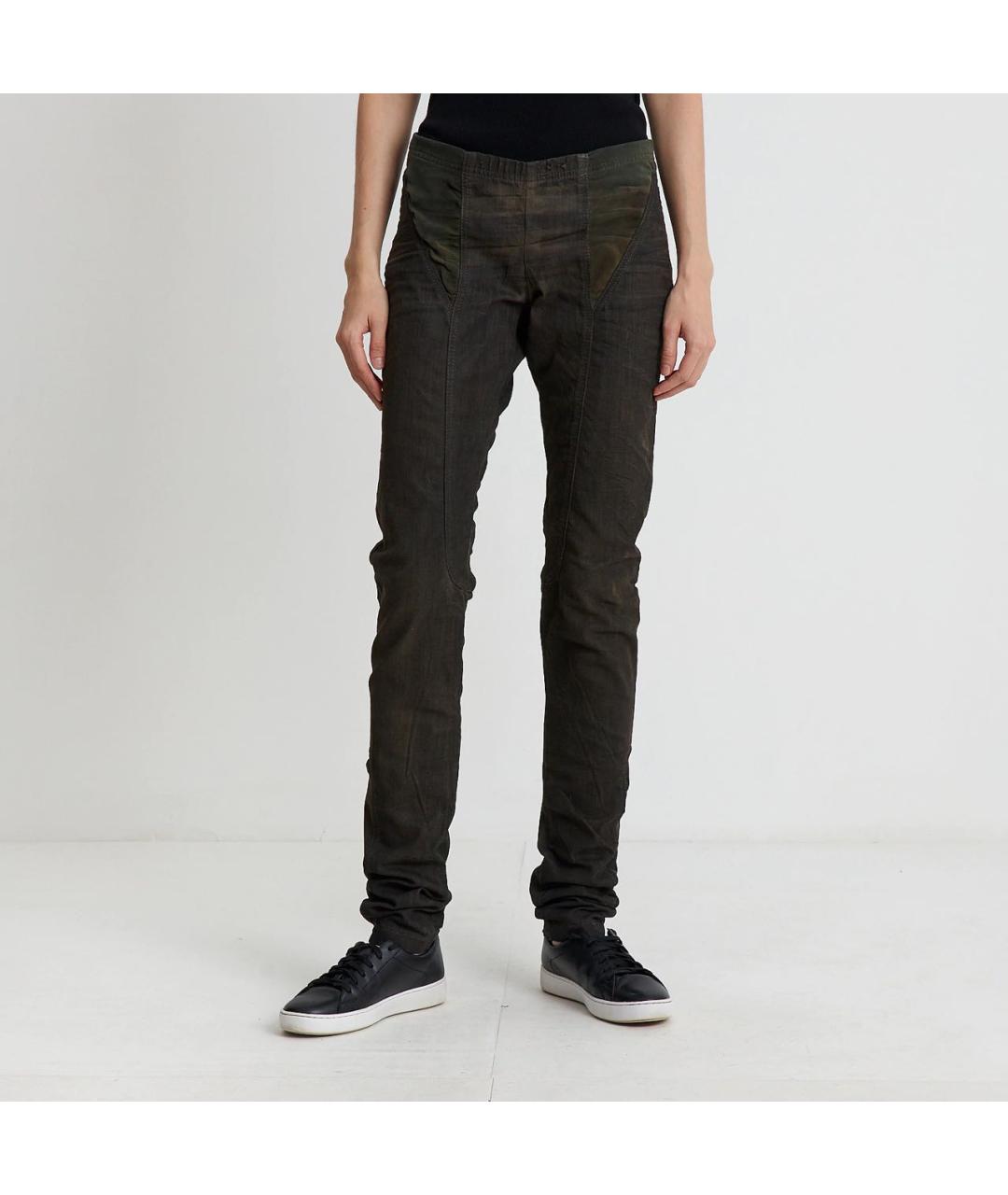 RICK OWENS DRKSHDW Хаки хлопок-полиэтиленовые прямые джинсы, фото 4