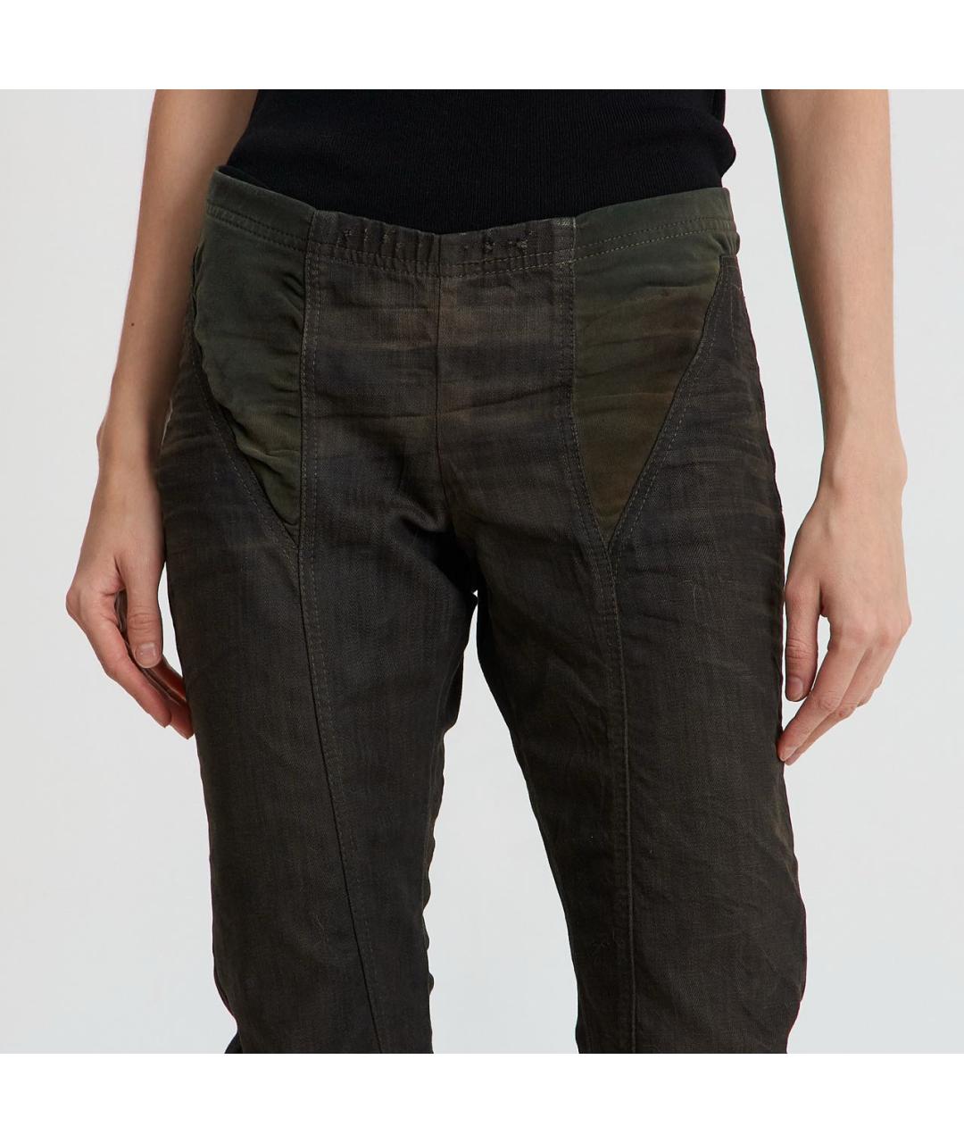 RICK OWENS DRKSHDW Хаки хлопок-полиэтиленовые прямые джинсы, фото 3