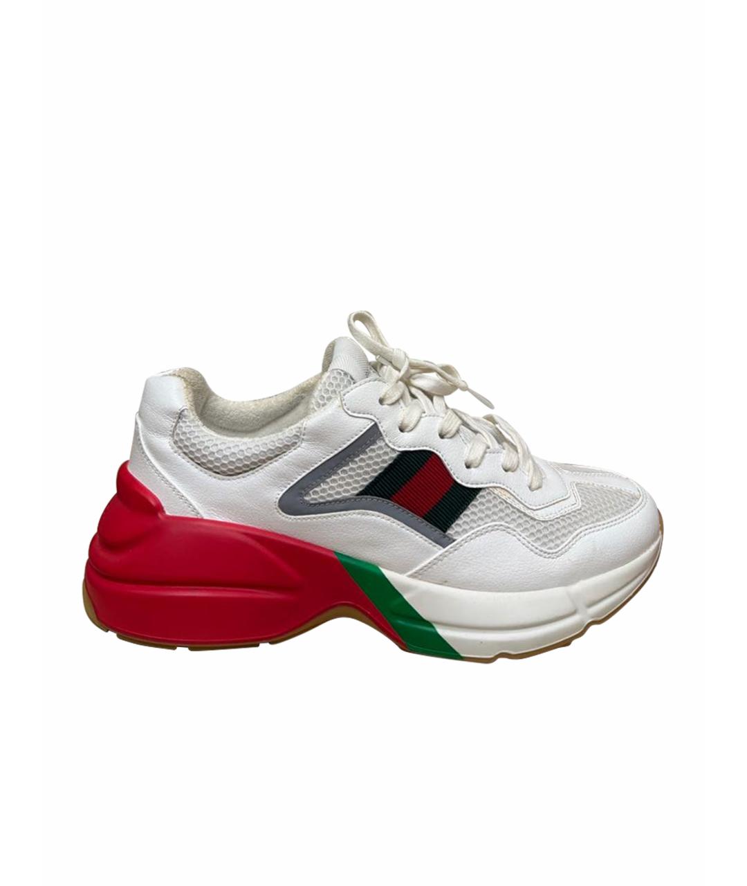 GUCCI Белые кожаные низкие кроссовки / кеды, фото 1
