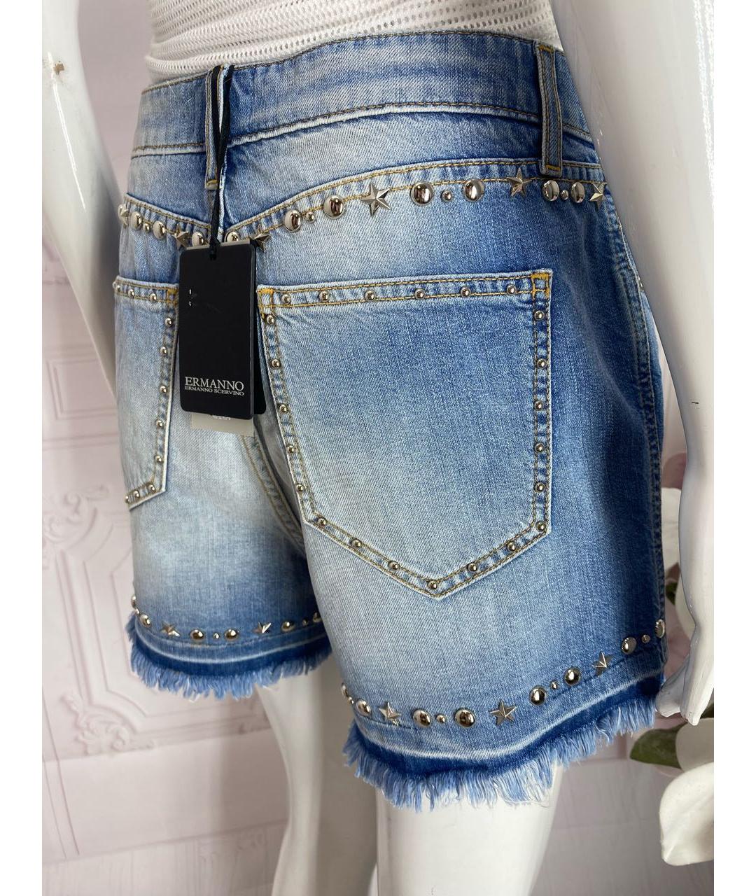 ERMANNO SCERVINO Голубые хлопковые шорты, фото 7