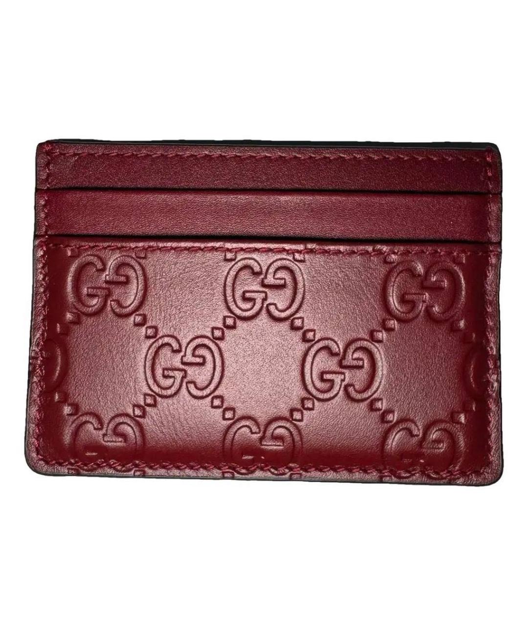 GUCCI Бордовый кожаный кардхолдер, фото 1