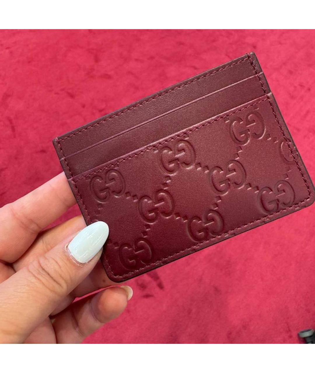 GUCCI Бордовый кожаный кардхолдер, фото 3