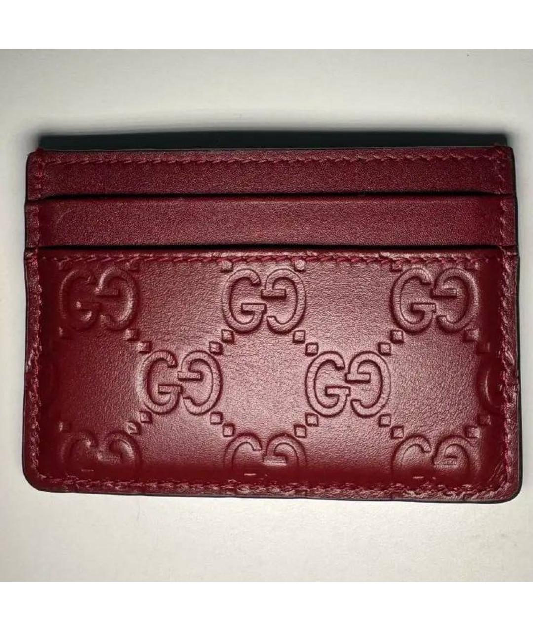 GUCCI Бордовый кожаный кардхолдер, фото 2