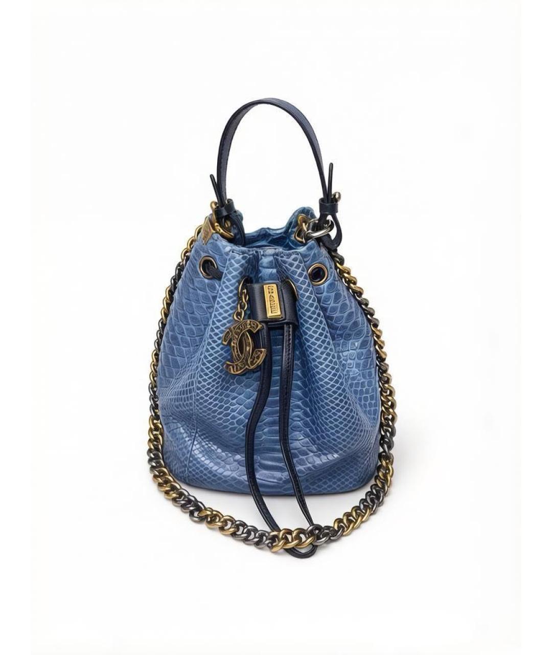 CHANEL Темно-синяя кожаная сумка тоут, фото 1