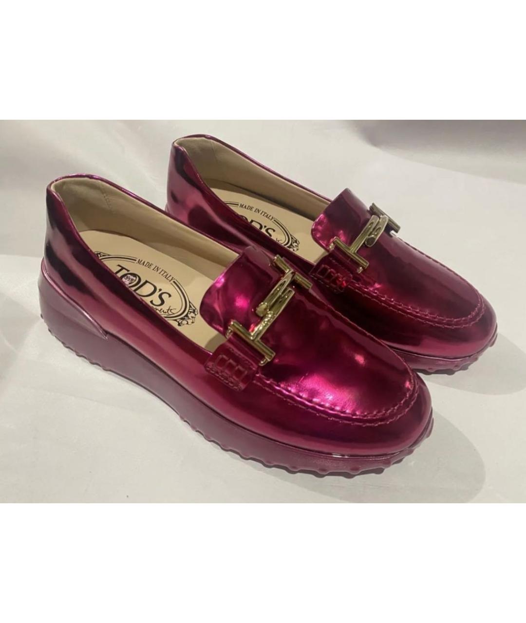 TOD'S Фуксия кожаные лоферы, фото 2