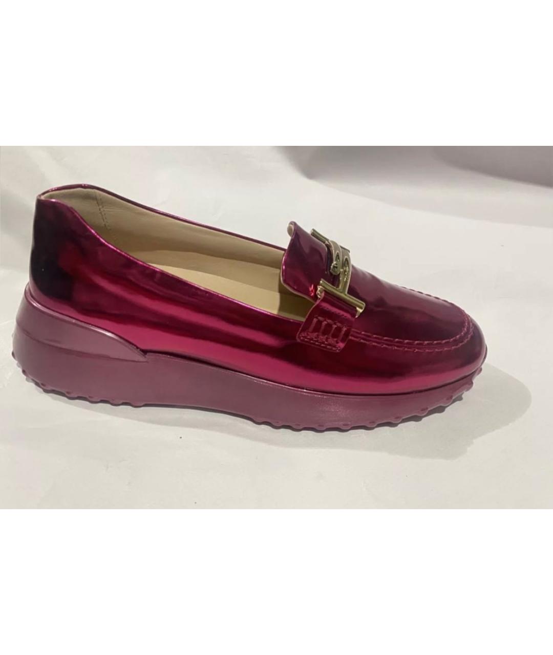 TOD'S Фуксия кожаные лоферы, фото 8