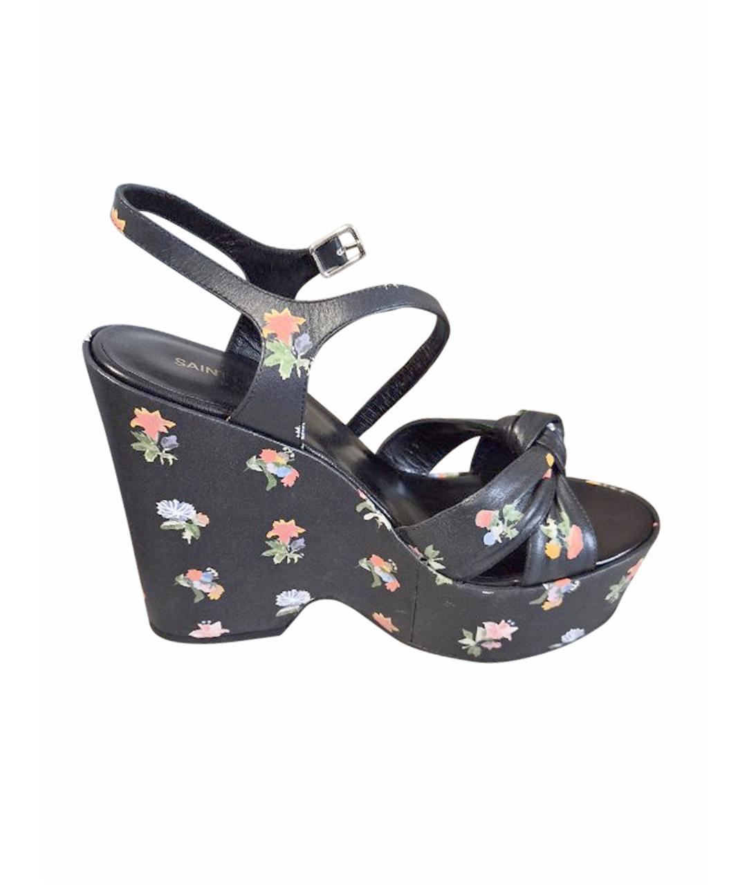 SAINT LAURENT Черные кожаные босоножки, фото 6