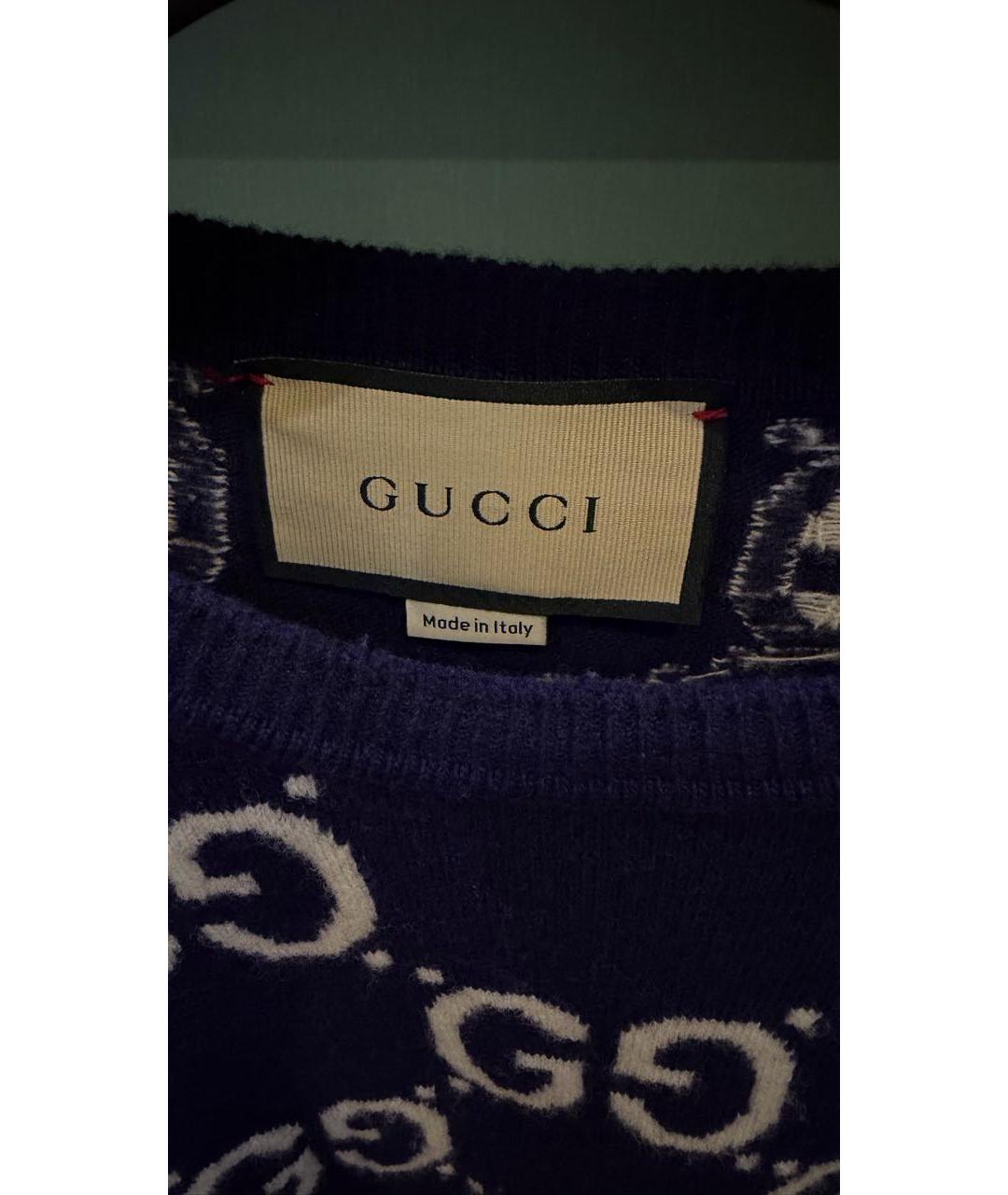 GUCCI Темно-синий шерстяной джемпер / свитер, фото 3
