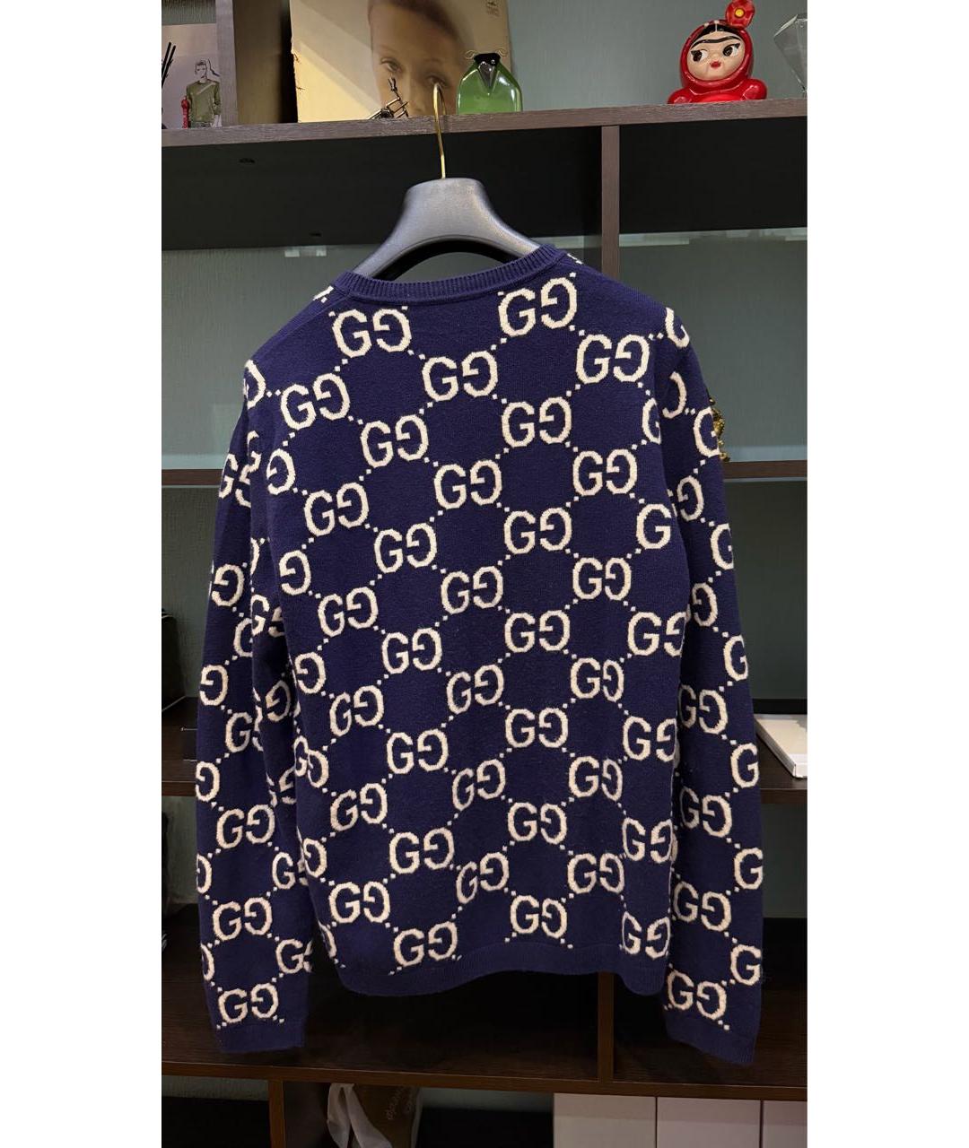 GUCCI Темно-синий шерстяной джемпер / свитер, фото 2