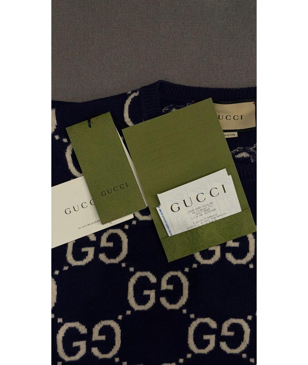 GUCCI Темно-синий шерстяной джемпер / свитер, фото 5