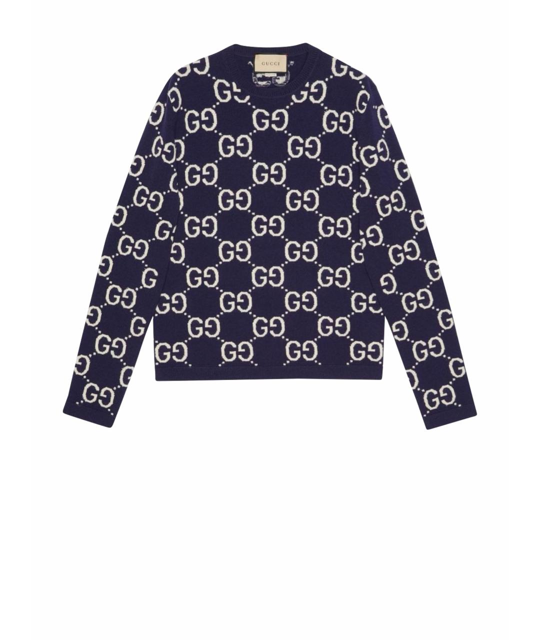 GUCCI Темно-синий шерстяной джемпер / свитер, фото 1