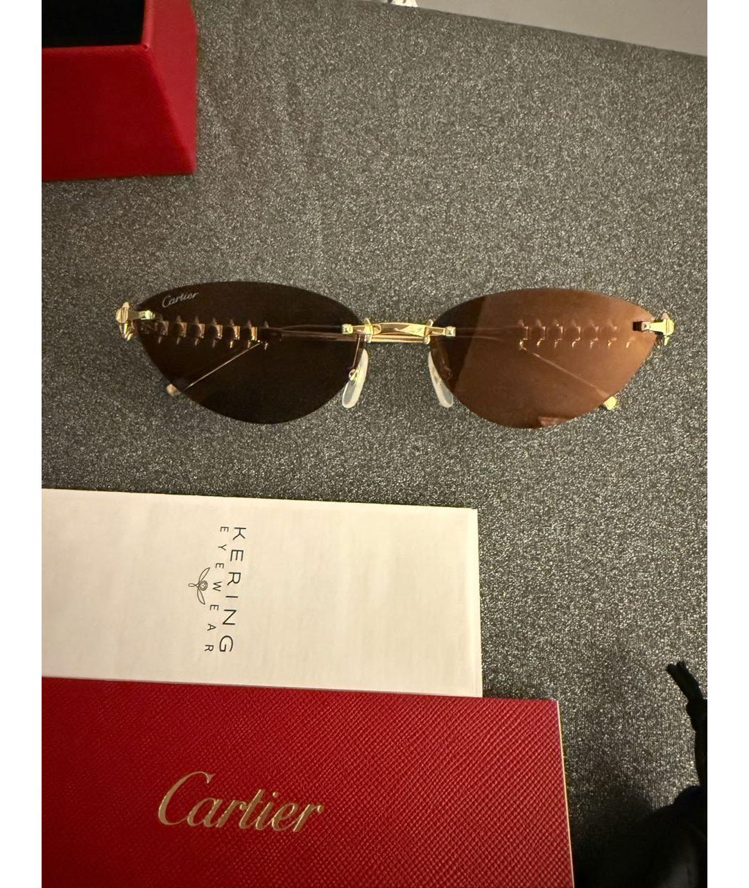 CARTIER Золотые металлические солнцезащитные очки, фото 7