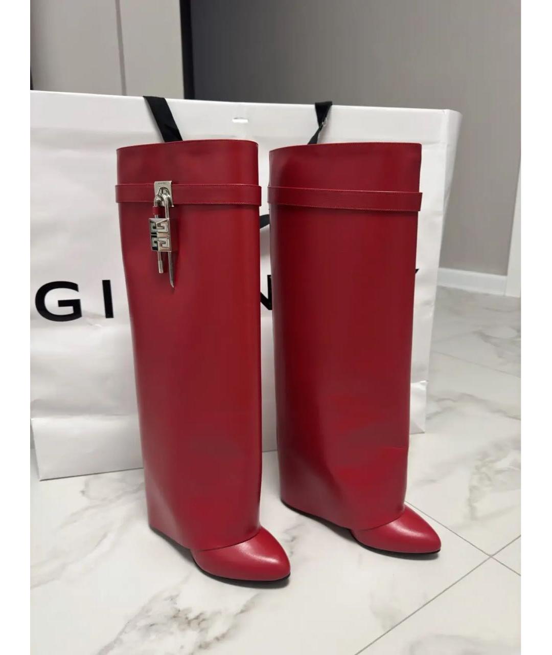 GIVENCHY Красные кожаные сапоги, фото 6