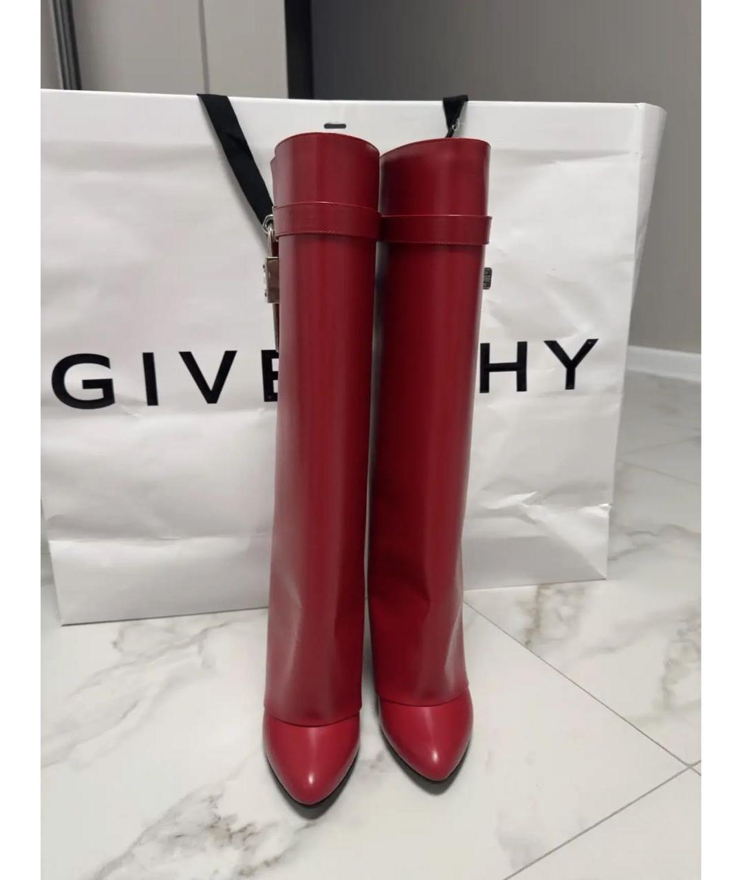 GIVENCHY Красные кожаные сапоги, фото 2