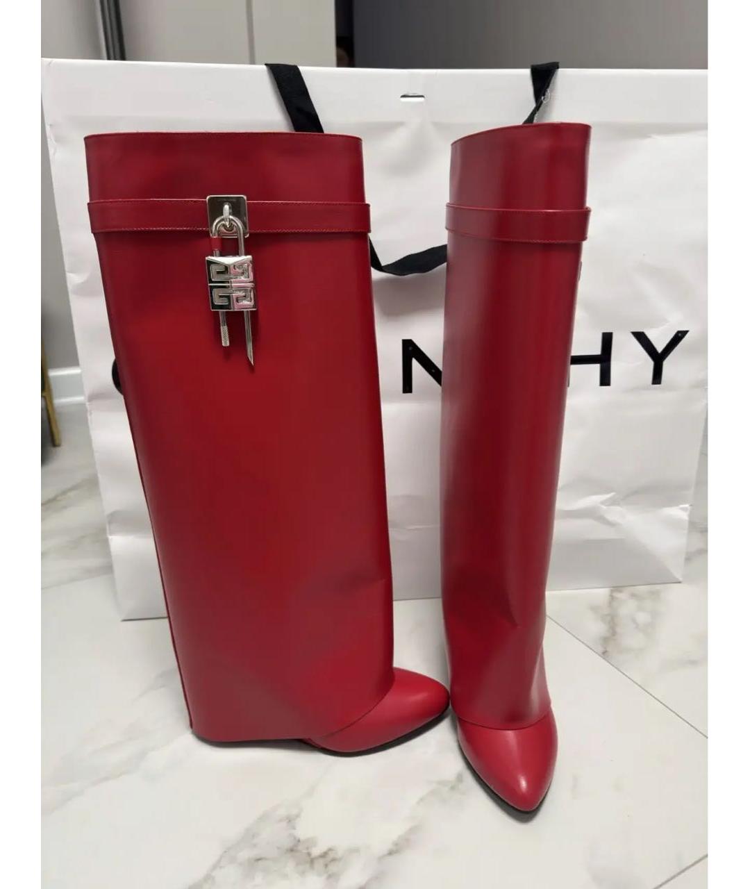 GIVENCHY Красные кожаные сапоги, фото 5