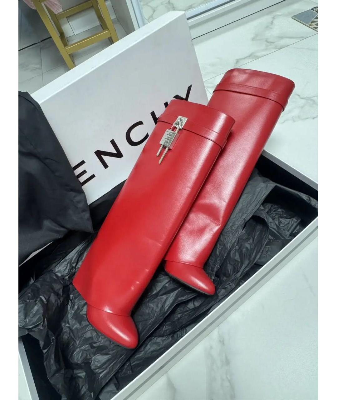 GIVENCHY Красные кожаные сапоги, фото 8