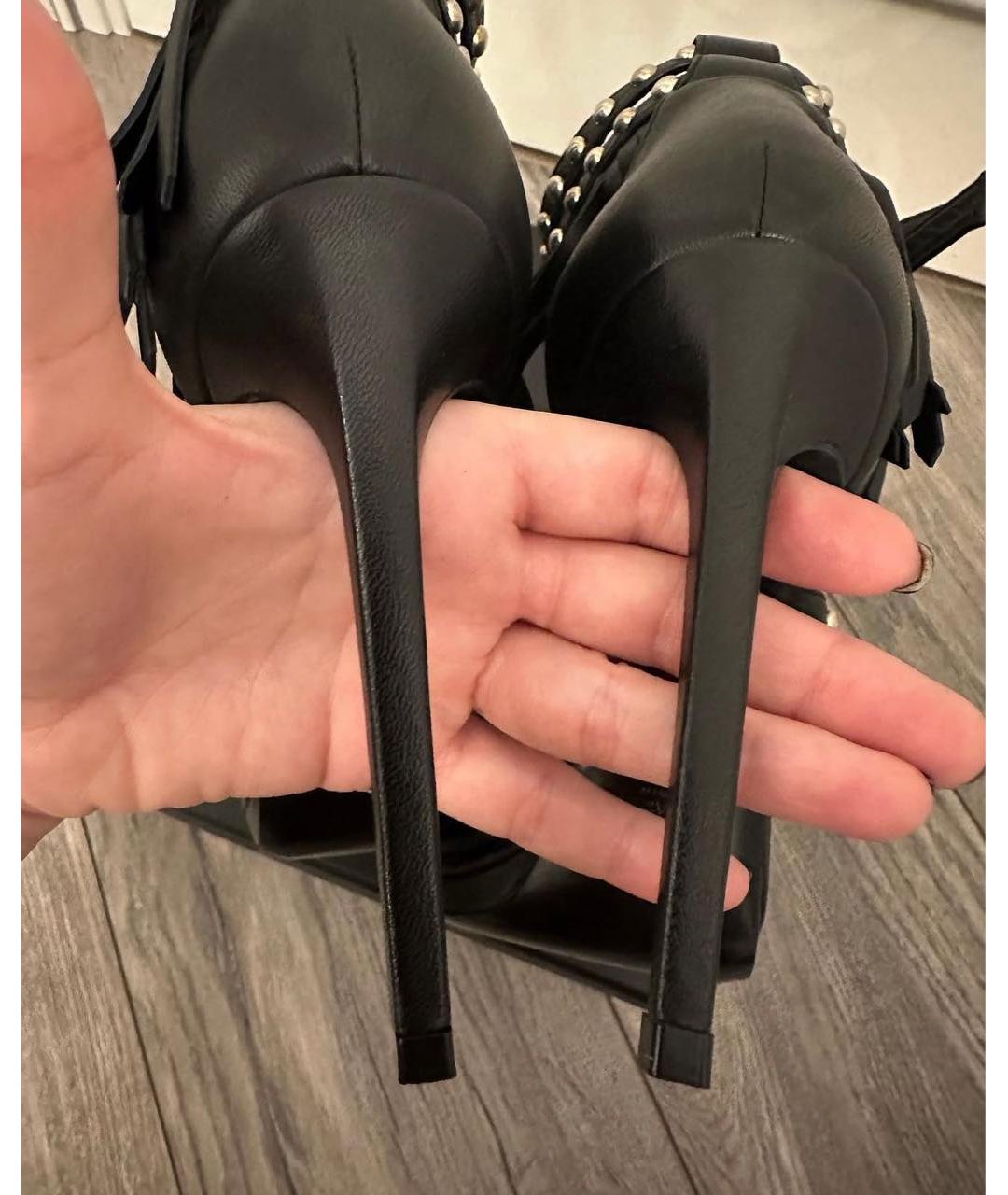 SAINT LAURENT Черные кожаные босоножки, фото 5
