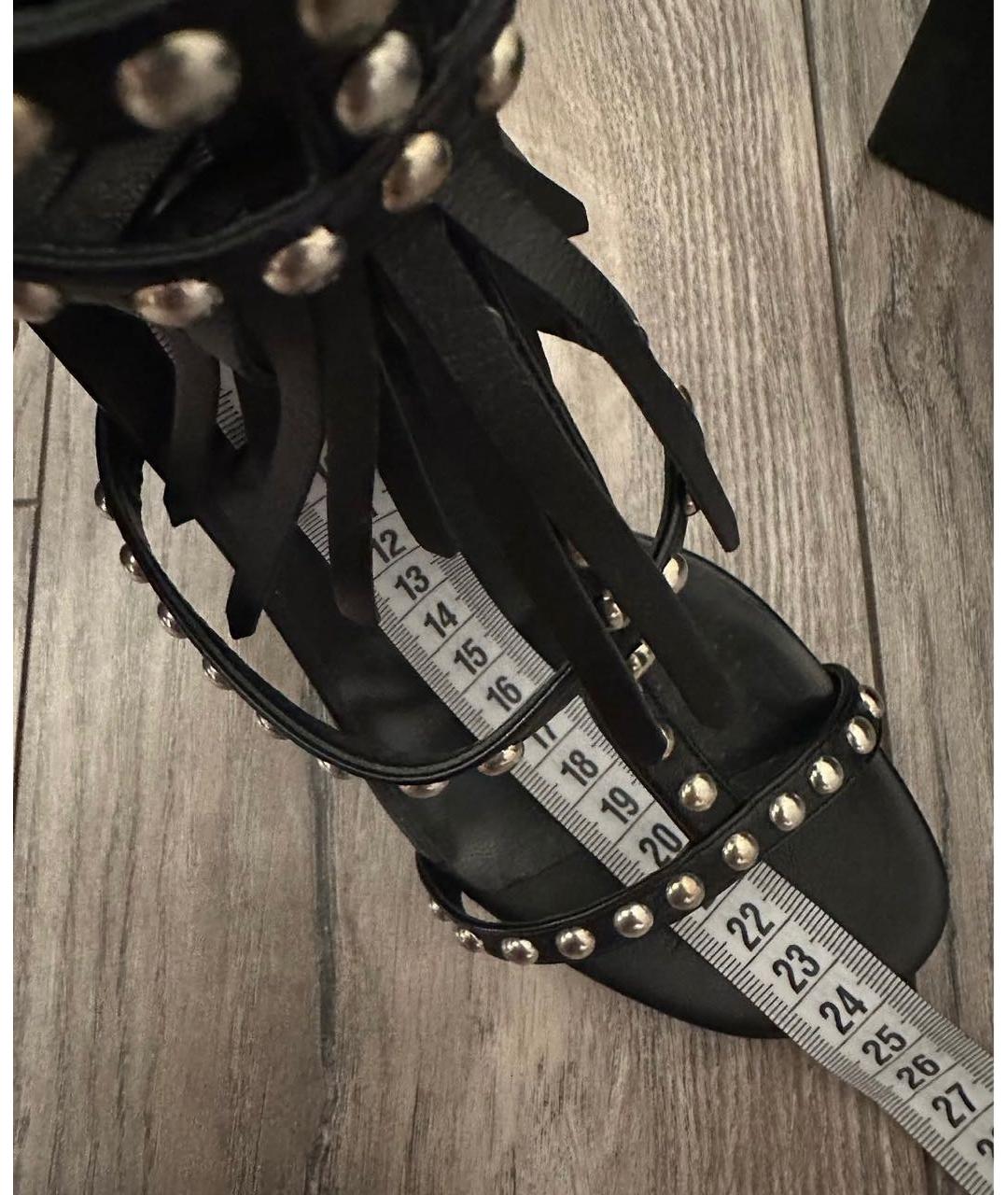 SAINT LAURENT Черные кожаные босоножки, фото 8