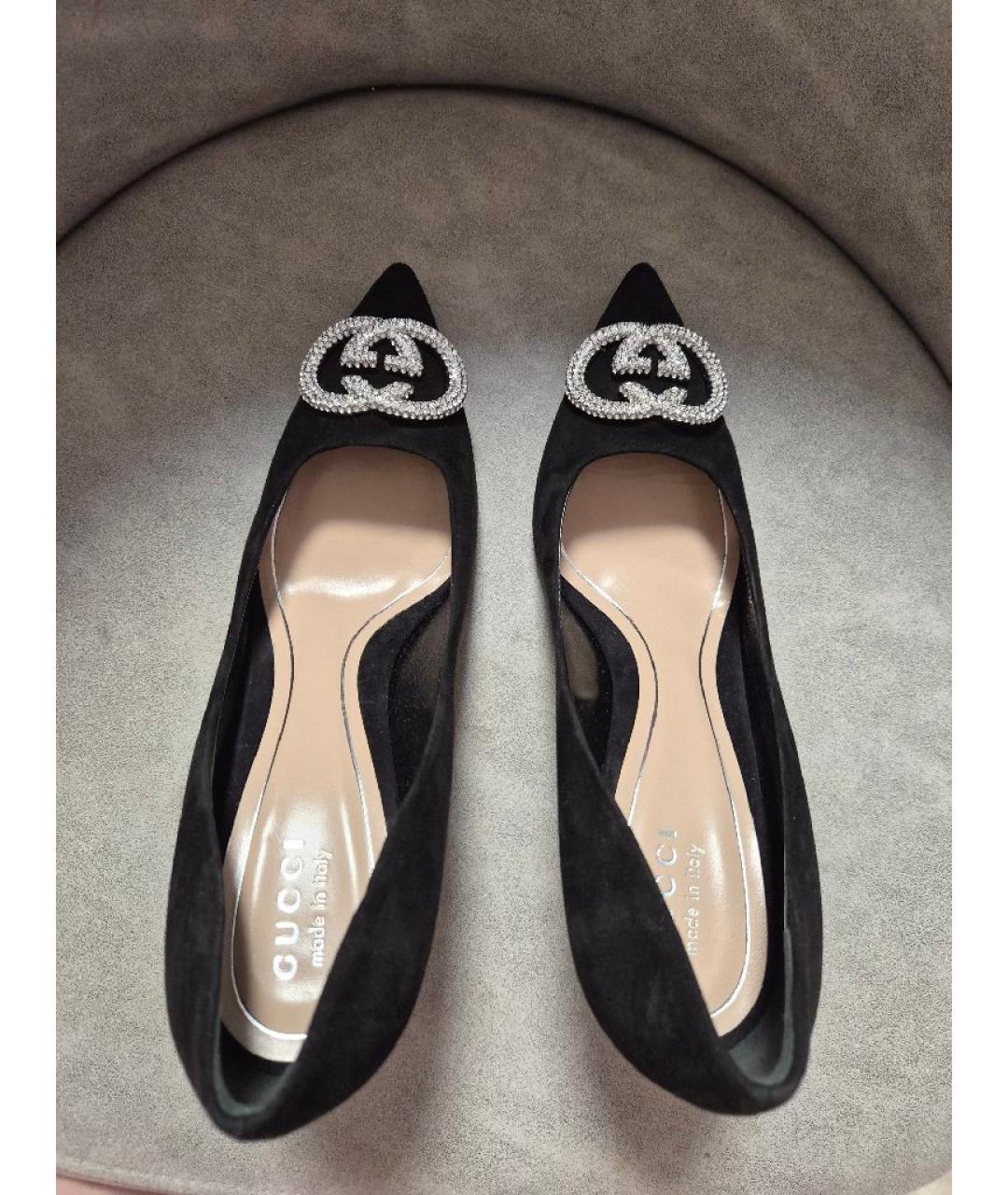 GUCCI Черные замшевые туфли, фото 3