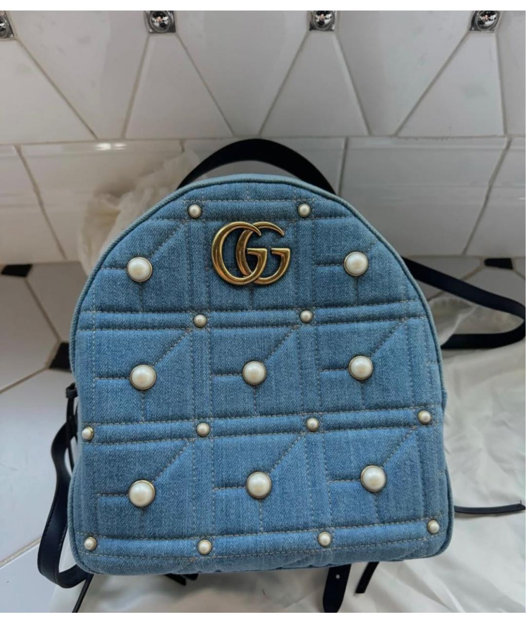 GUCCI Голубой деним рюкзак, фото 8