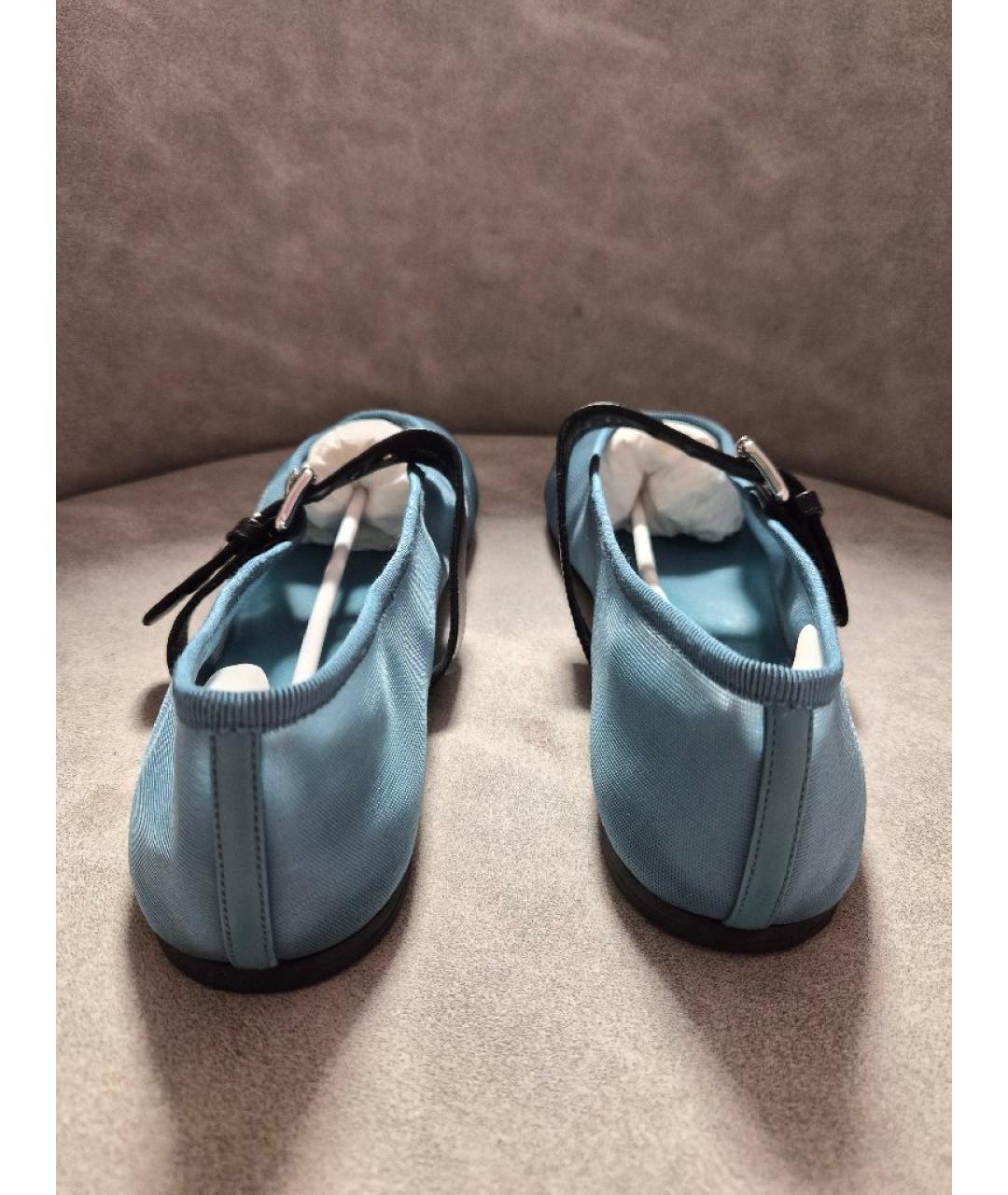 MIU MIU Бирюзовые текстильные балетки, фото 4
