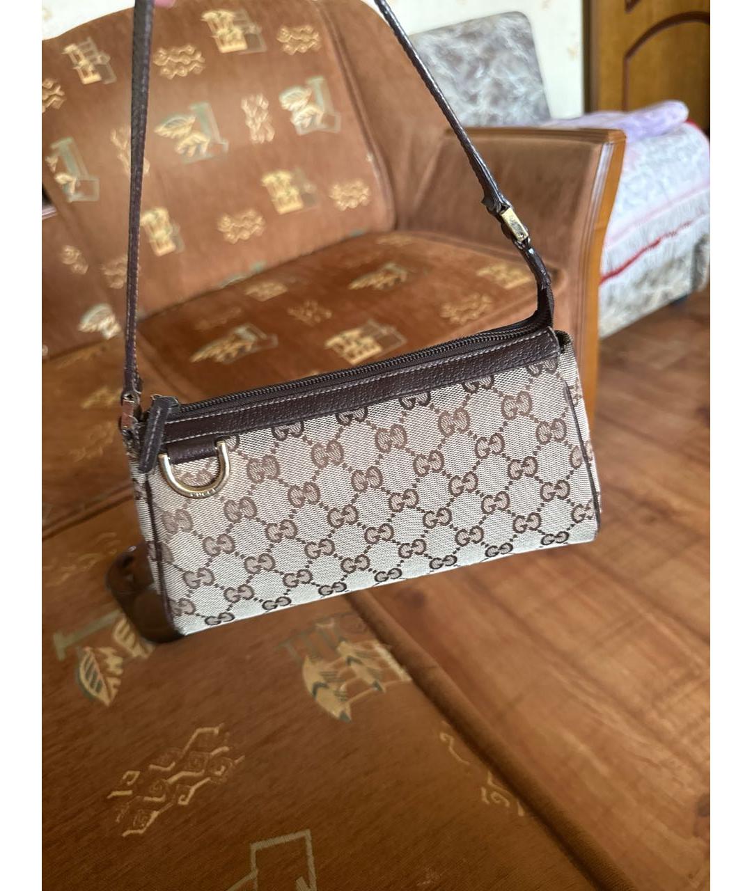 GUCCI Бежевая тканевая сумка с короткими ручками, фото 2