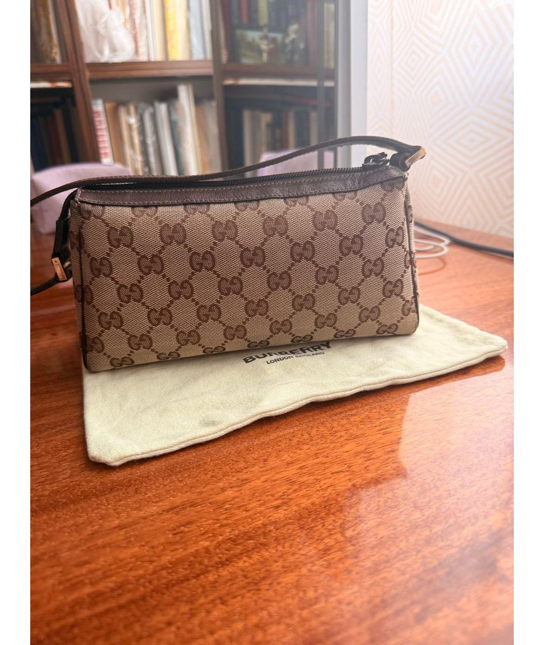 GUCCI Бежевая тканевая сумка с короткими ручками, фото 3