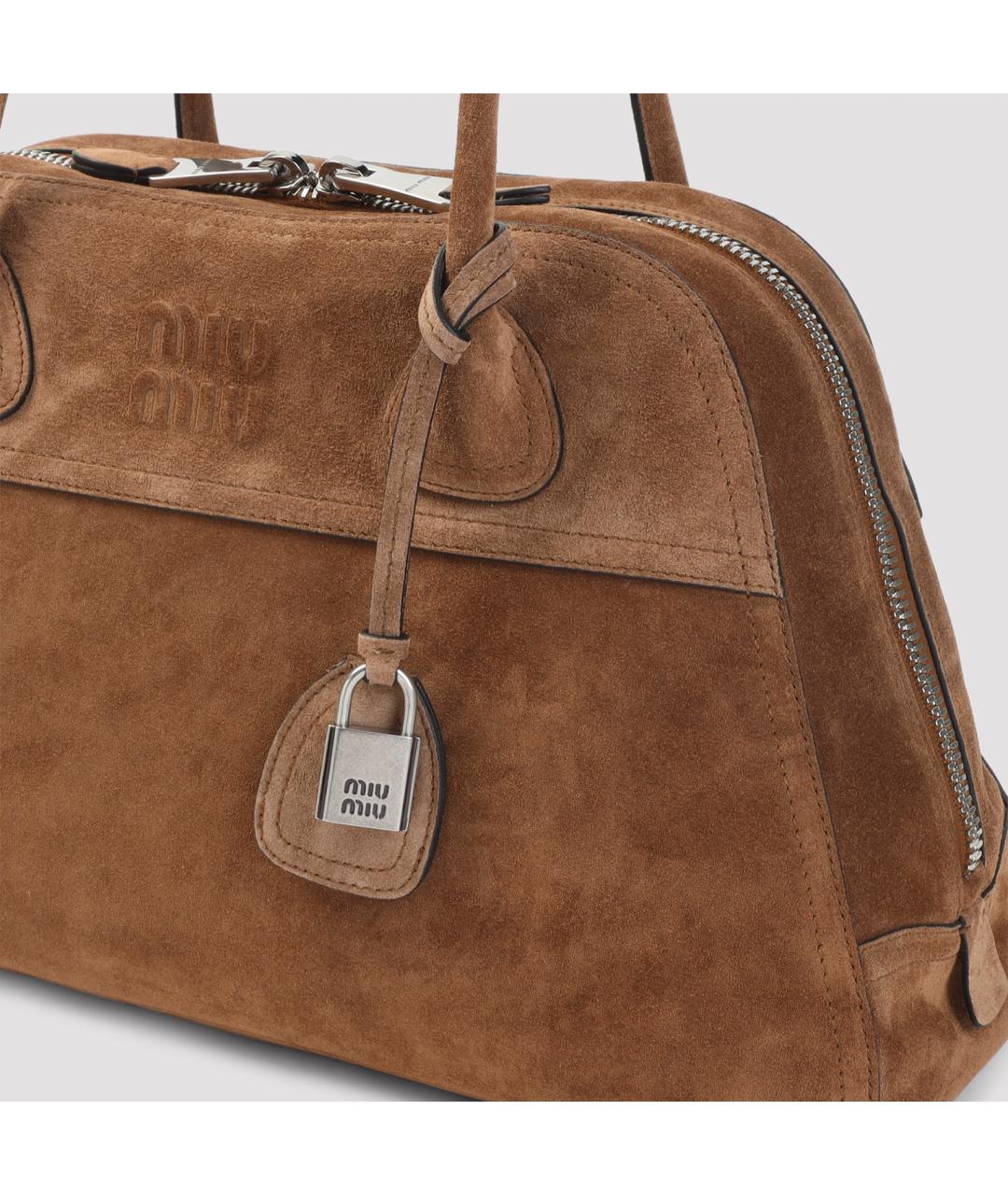 MIU MIU Коричневая замшевая сумка тоут, фото 4