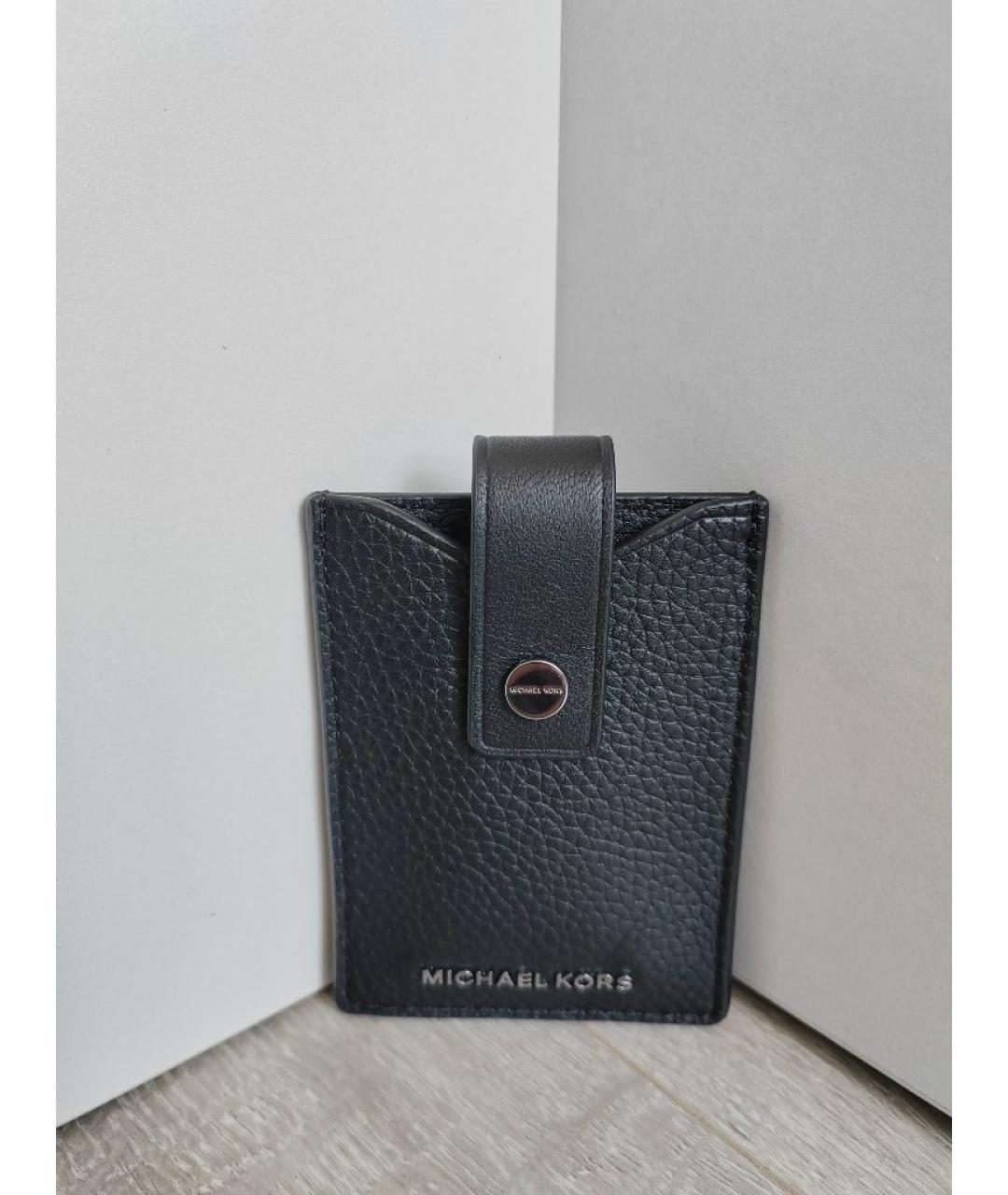 MICHAEL KORS Черный кожаный кардхолдер, фото 3