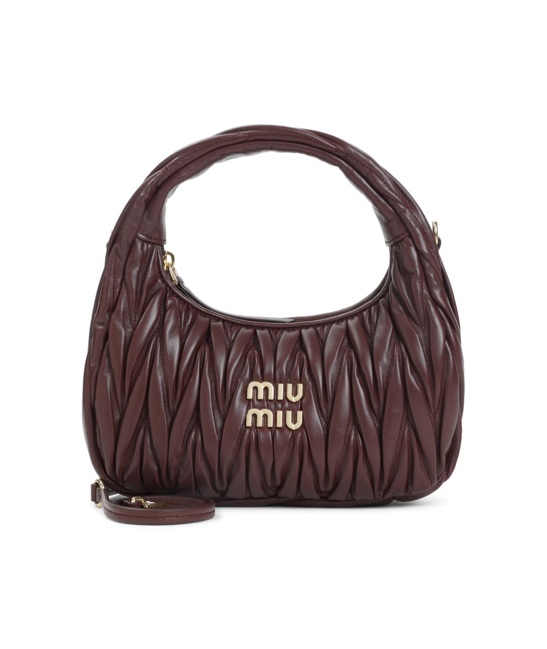 MIU MIU Бордовая кожаная сумка с короткими ручками, фото 1