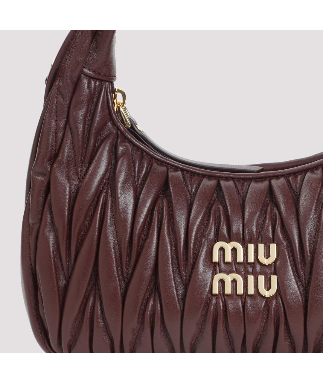 MIU MIU Бордовая кожаная сумка с короткими ручками, фото 4