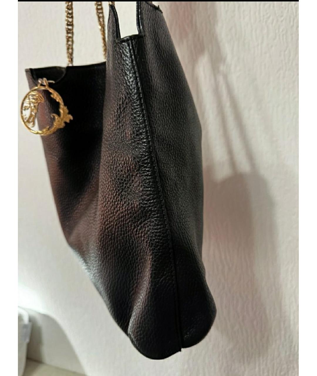 VERSACE COLLECTION Черная кожаная сумка через плечо, фото 2