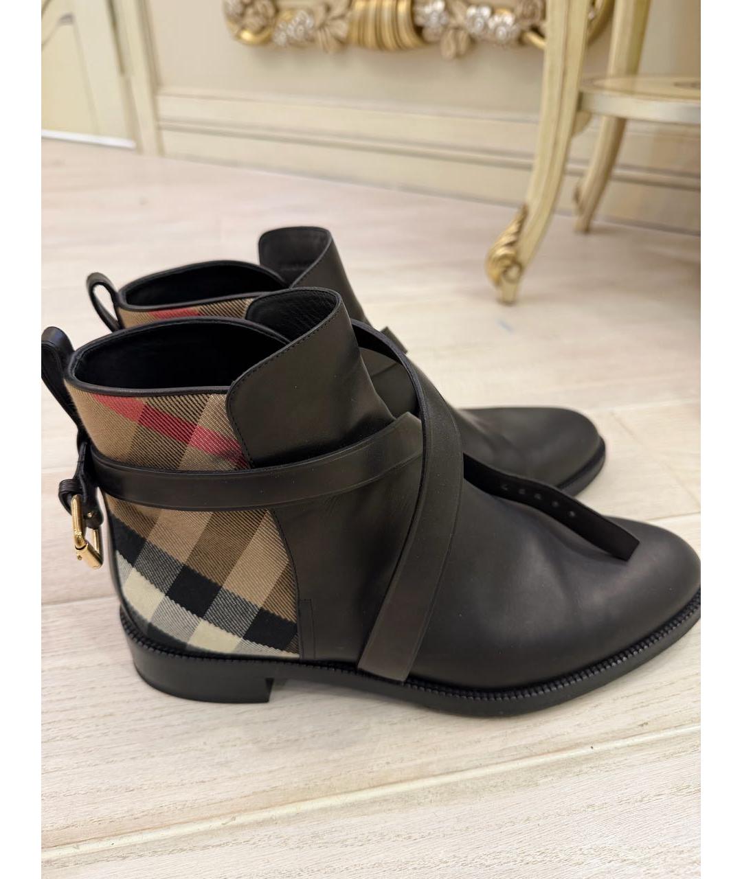 BURBERRY Черные кожаные ботинки, фото 8