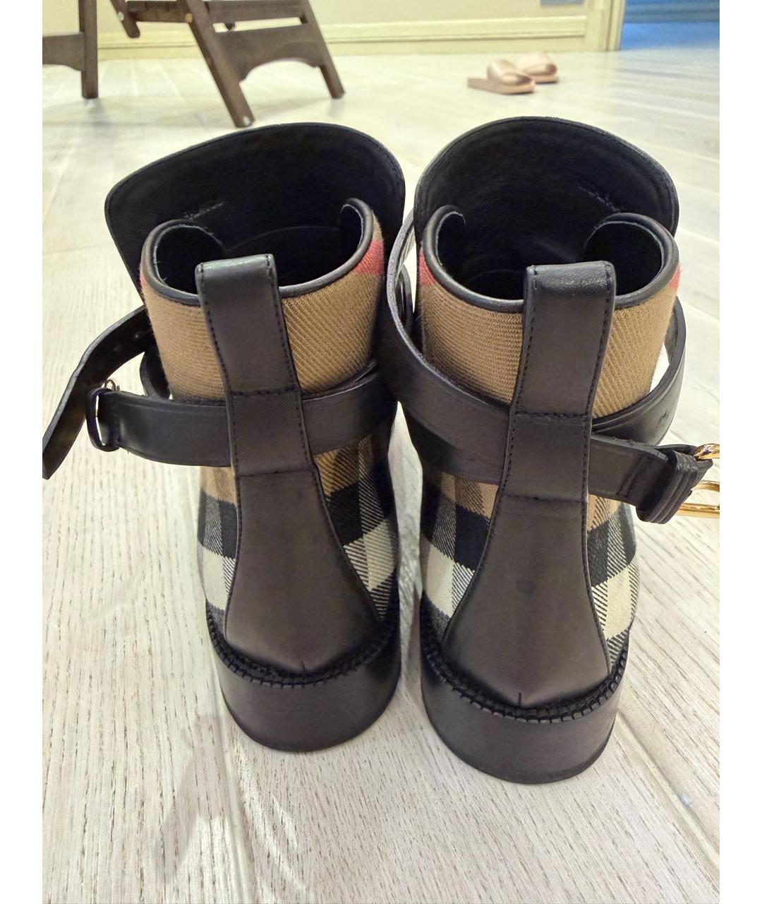 BURBERRY Черные кожаные ботинки, фото 3