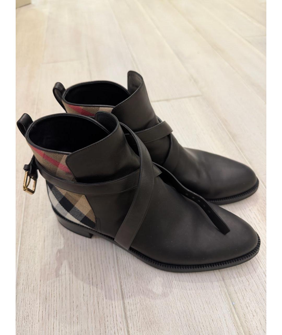 BURBERRY Черные кожаные ботинки, фото 2