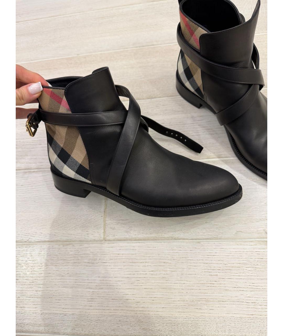 BURBERRY Черные кожаные ботинки, фото 5