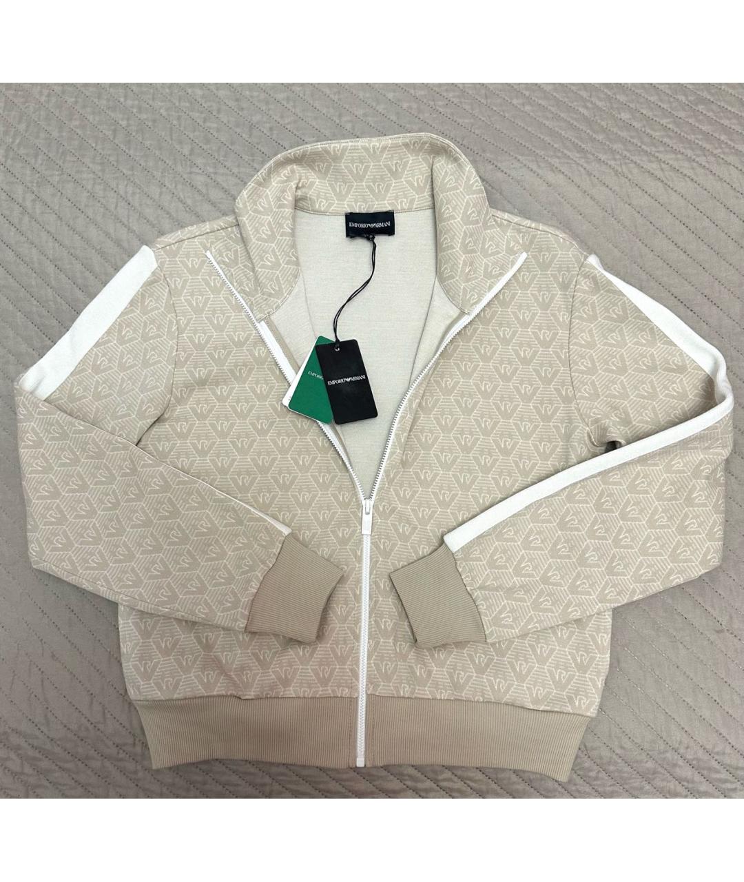 EMPORIO ARMANI Бежевый хлопковый джемпер / свитер, фото 4