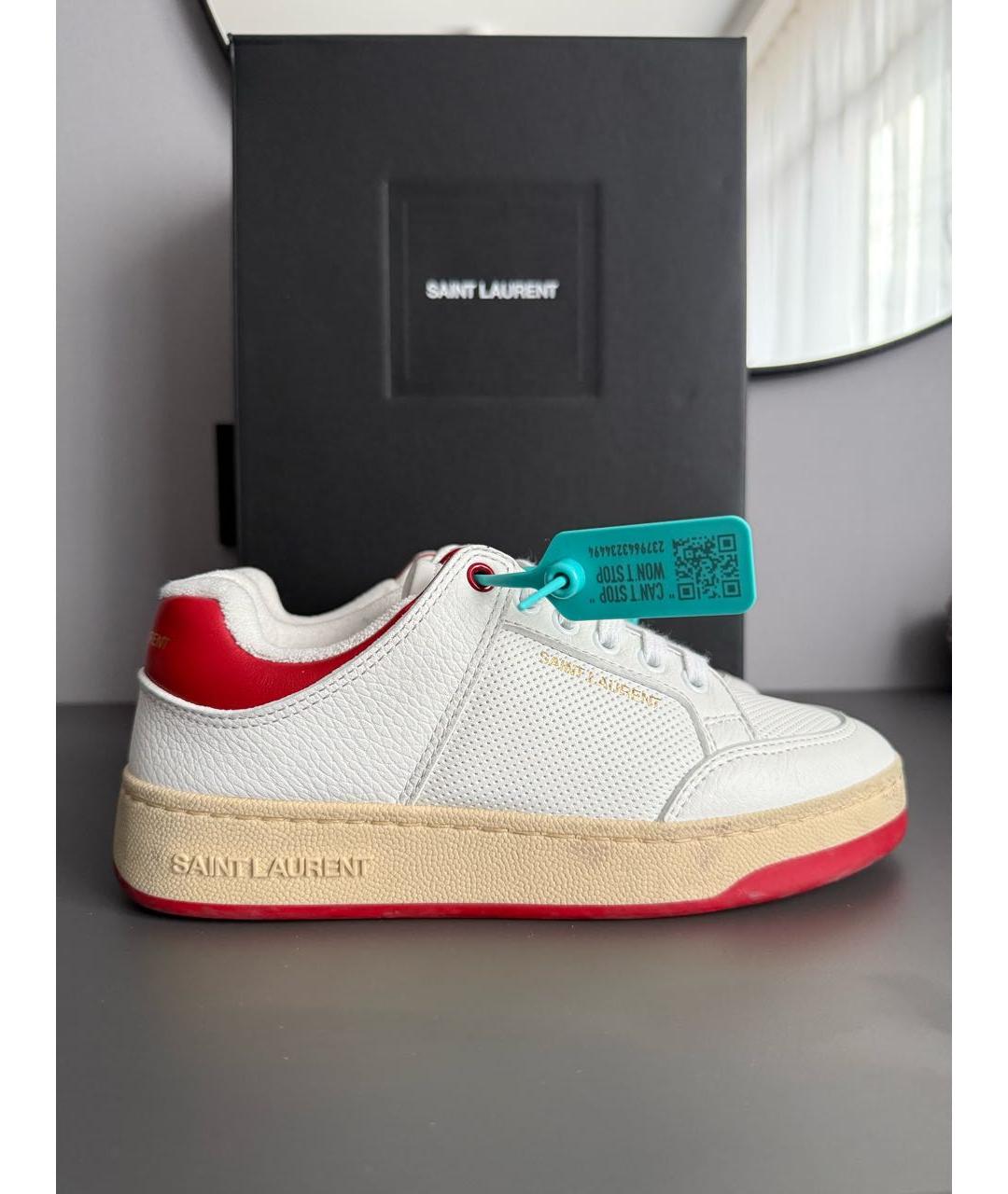 SAINT LAURENT Белые кожаные кеды, фото 7