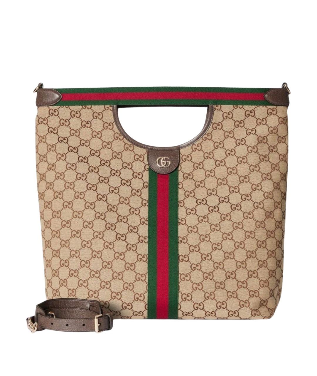 GUCCI Бежевая тканевая сумка тоут, фото 1