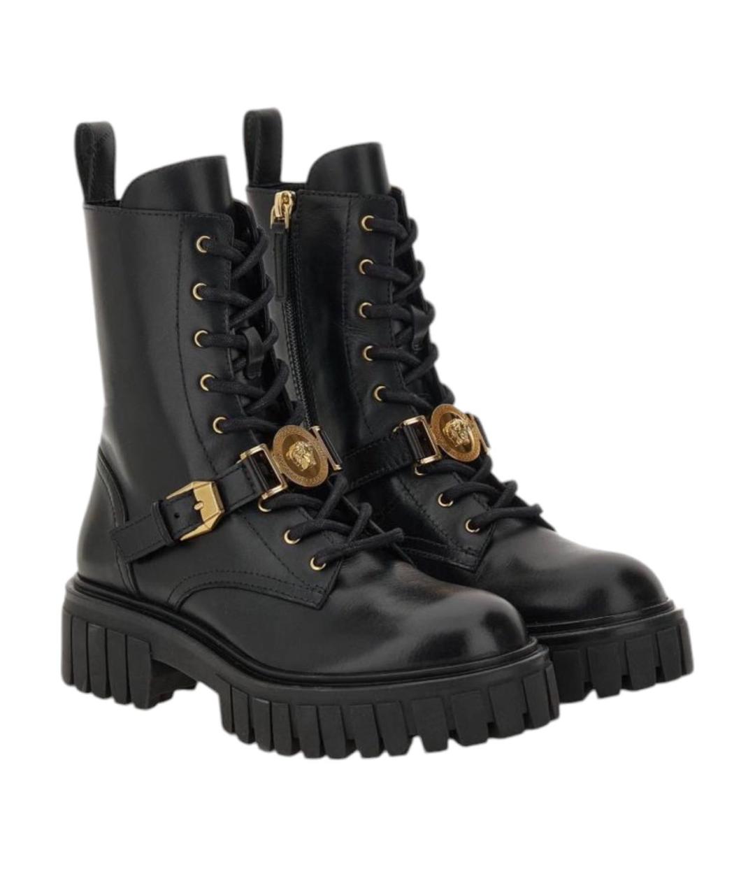 VERSACE Черные кожаные ботинки, фото 7