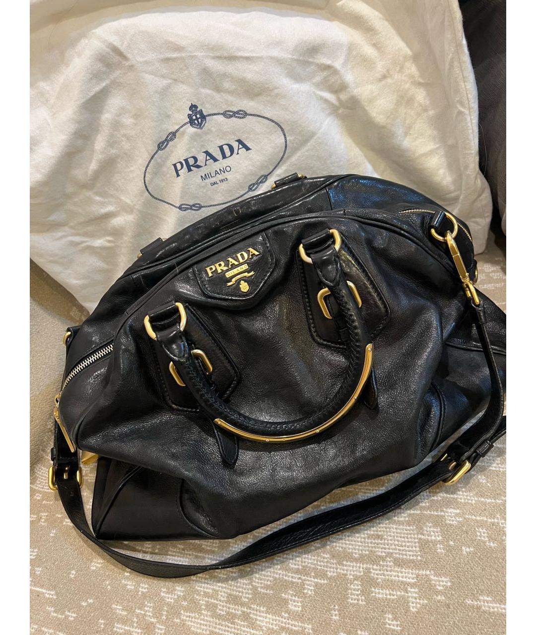 PRADA Черная кожаная сумка с короткими ручками, фото 9