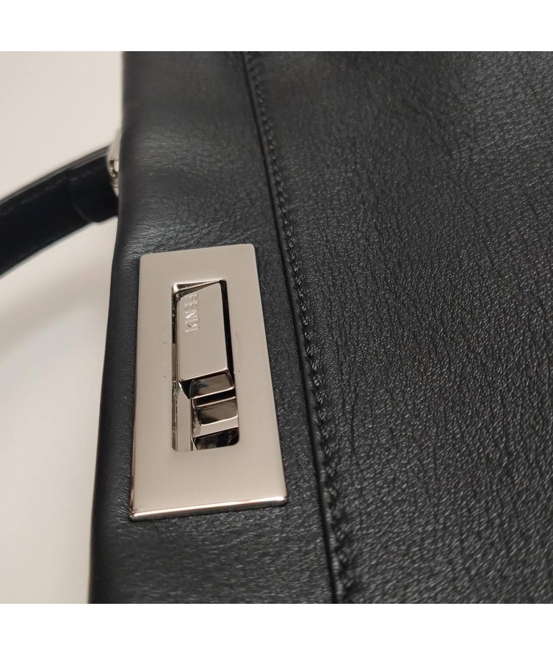FENDI Черная кожаная сумка тоут, фото 6
