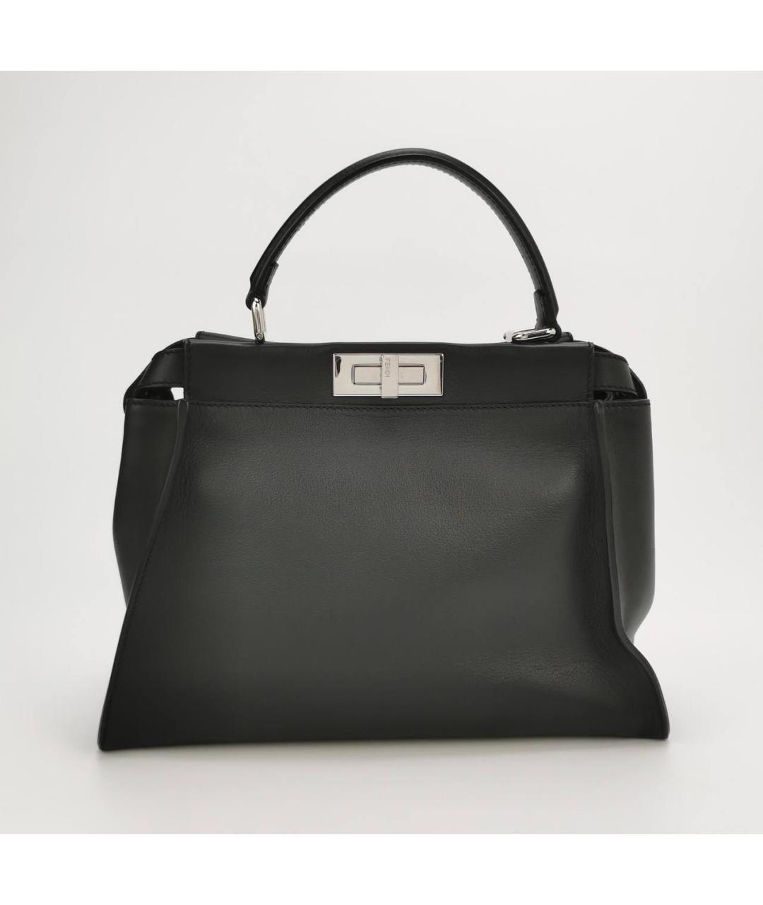 FENDI Черная кожаная сумка тоут, фото 3