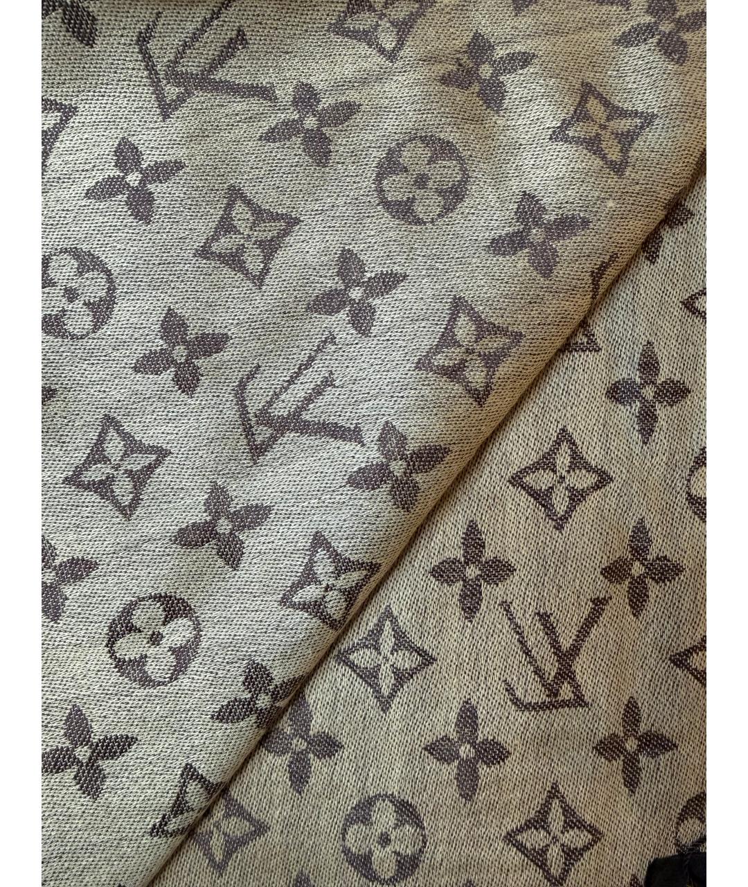 LOUIS VUITTON Бежевый шелковый платок, фото 5