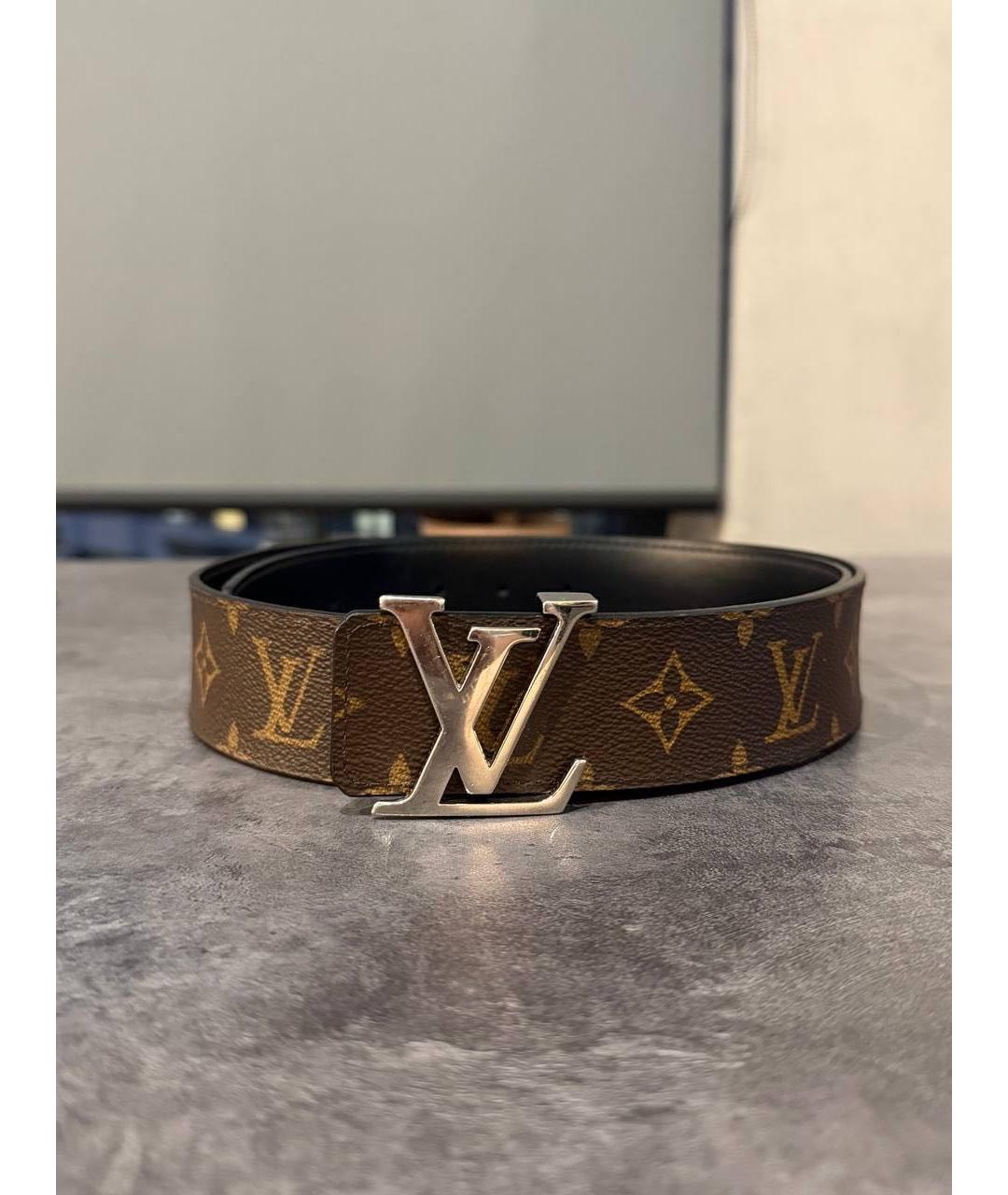 LOUIS VUITTON Коричневый кожаный ремень, фото 5