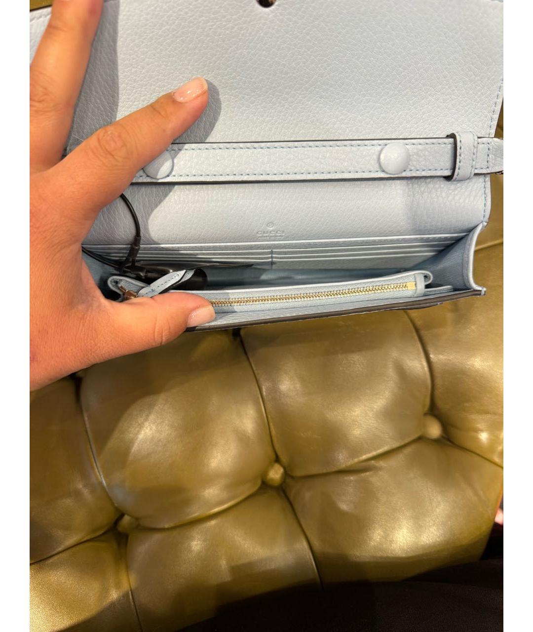 GUCCI Голубая кожаная сумка через плечо, фото 4