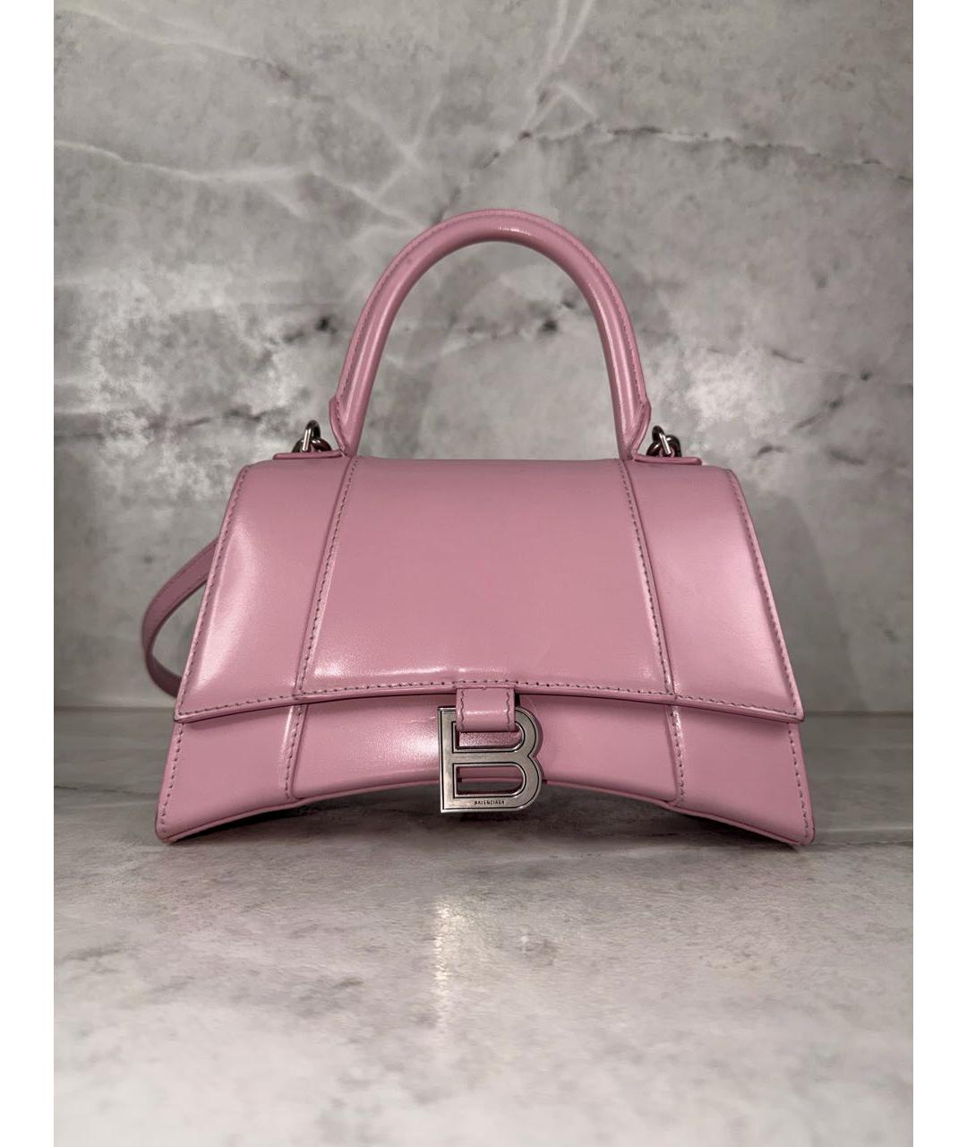 BALENCIAGA Розовая кожаная сумка с короткими ручками, фото 9
